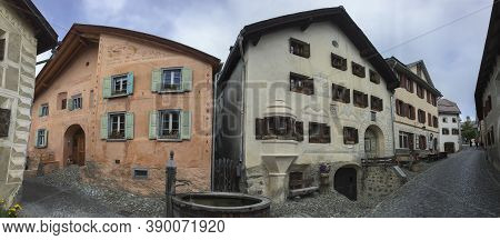 Guarda, Switzerland - June 13, 2016: Guarda Is A Picturesque Historical Village In A Swiss Canton Of