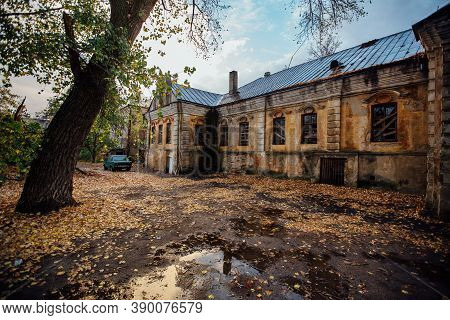 Old Abandoned Haunted Mansion. Former Mercant Gardenin House, Voronezh