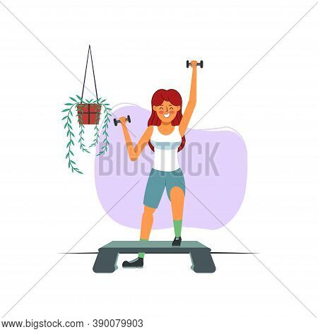 Isolated Woman Exercising. Helathy Lifestyle - Vector Illustration
