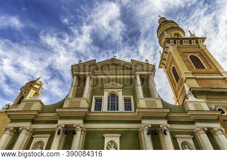The Beautiful Facade And Architecture Of The Basilica Saint-michel-archange In Menton, Picturesque C