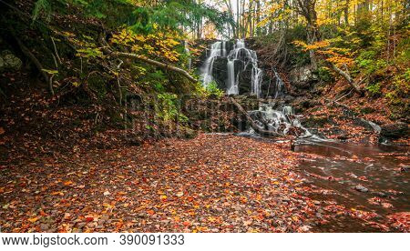 Scenic Hungarian water falls in autumn time in Michigan upper peninsula