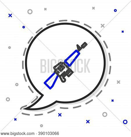 Line M16a1 Rifle Icon Isolated On White Background. Us Army M16 Rifle. Colorful Outline Concept. Vec