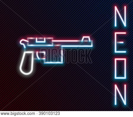 Glowing Neon Line Mauser Gun Icon Isolated On Black Background. Mauser C96 Is A Semi-automatic Pisto