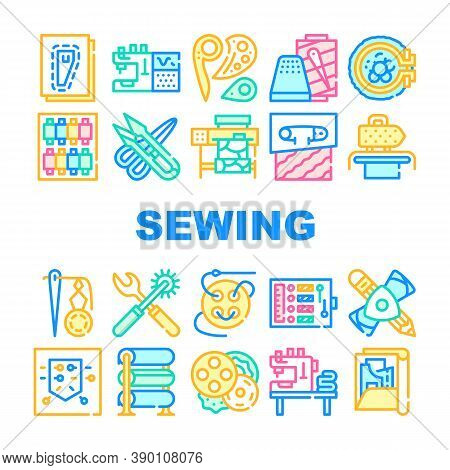 Sewing Craft Studio Collection Icons Set Vector