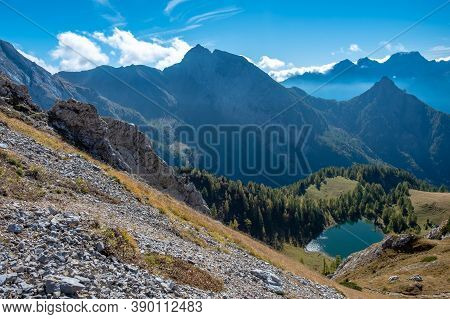 The Bordaglia Lake In A Colorful Autumn Day
