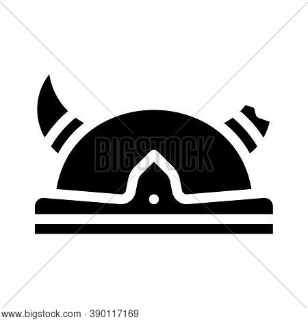 Horned Viking Helmet Glyph Icon Vector Illustration