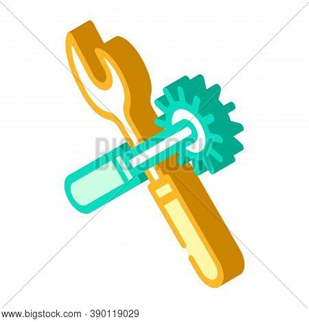 Rasper And Hole Punch For Eyelets And Buttons Isometric Icon Vector Illustration
