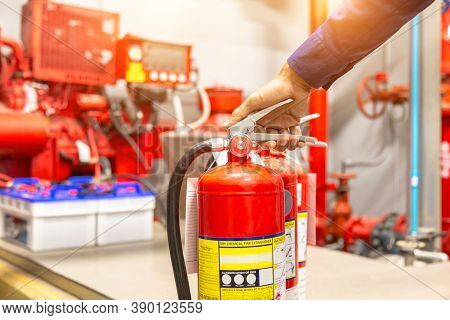 Engineer Checking Industrial Fire Control System,fire Alarm Controller, Fire Notifier, Anti Fire.sys