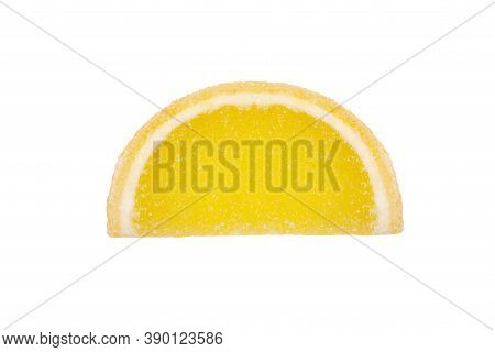Colored Slice Of Marmalade In Sugar Isolated On White Background