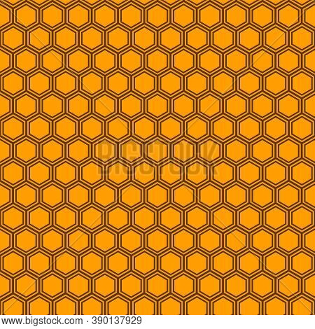 Orange Honeycomb Seamless Pattern. Sweet Ornament. Food Vector Illustration.
