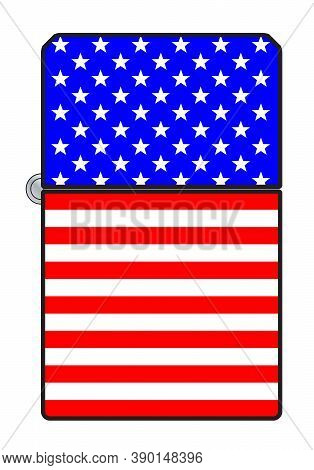 A Typical Cigarette Lighter With A Usa Stars And Stripws Old Glory Flag Motif