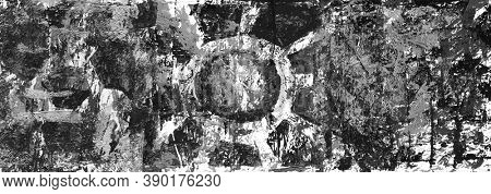 Black and white Abstract color acrylic and watercolor painting. Monoprinting  template. Canvas texture background.