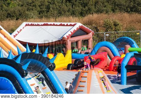 Reykjavik Iceland - September 5. 2020: One Of The Biggest Bouncy Castles In The World In Perlan Adve