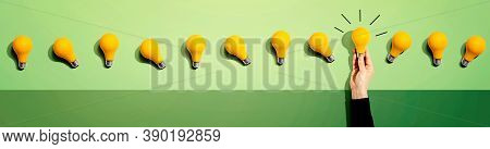 Many Yellow Light Bulbs - Idea And Creativity Theme