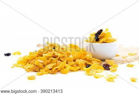 Conflakes Caramel And Cereal On A White Background