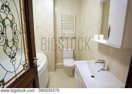 Modern Bathroom With Jacuzzi Bath, Apartment Comfort, Luxury Spa,