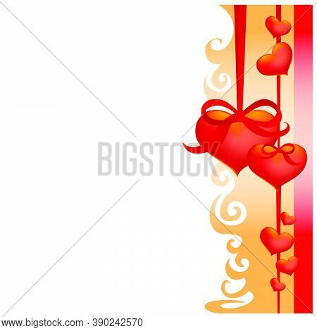 Red Hearts, Decoration For Postcard, Valentine's Day, Isolated Object On White Background, Vector Il