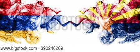 Armenia Vs United States Of America, America, Us, Usa, American, Arizona, Arizonan Smoky Mystic Flag