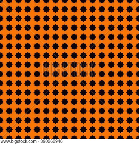 Seamless Pattern With Stylezed Black Ink Spots On Orange Background. Halloween Design Concept Digita
