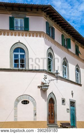 Barga, Italy - June 6, 2018: A Medieval Palace In The Old Town