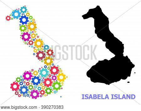 Vector Mosaic Map Of Galapagos - Isabela Island Combined For Engineering. Mosaic Map Of Galapagos - 