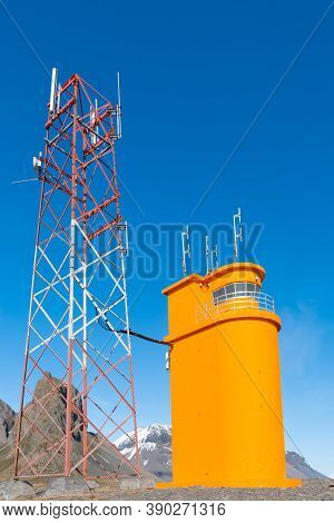 The Lighthouse Of Hvalnes In East Icelandic Rural Countryside Landscape