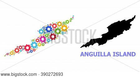 Vector Mosaic Map Of Anguilla Island Organized For Engineering. Mosaic Map Of Anguilla Island Is Des