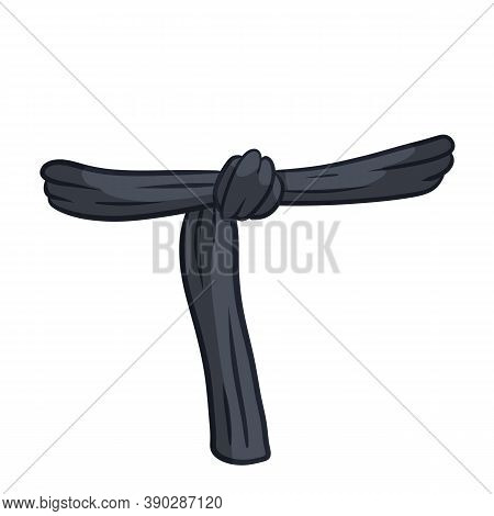 Black Belt Karate And Judo. Oriental Combat Sport. Element Of Clothing Of Fighter. Traditional Japan