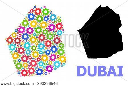Vector Mosaic Map Of Dubai Emirate Combined For Engineering. Mosaic Map Of Dubai Emirate Is Done Wit