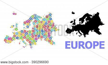 Vector Mosaic Map Of Europe Organized For Engineering. Mosaic Map Of Europe Is Done With Scattered M