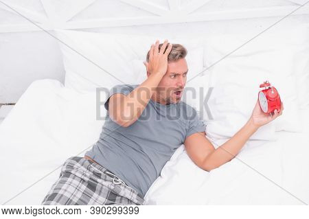 My Head Is Aching. Man Suffering From Headache. Terrible Loud Noise. Insomnia And Sleep Disorder. Da