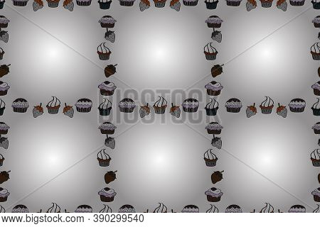 Seamless. Picture In White, Gray And Black Colors. Raster. Foursquare Frames Doodles.