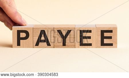 Woman Made Word Payee With Wood Blocks