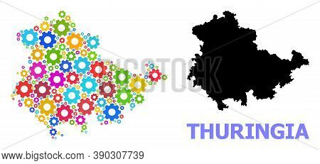 Vector Composition Map Of Thuringia State Designed For Engineering. Mosaic Map Of Thuringia State Is