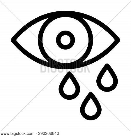 Eye Tears Icon. Crying Sign. Depression, Sadness Symbol.