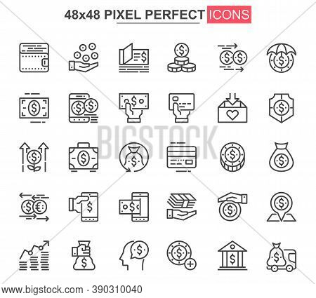 Money Thin Line Icon Vector & Photo (Free Trial) | Bigstock