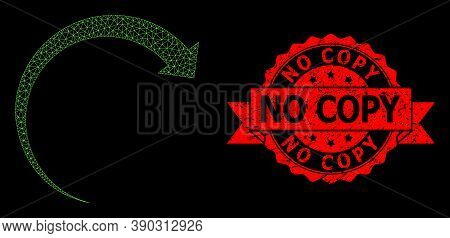 Mesh Polygonal Rotate Forward On A Black Background, And No Copy Grunge Ribbon Stamp Seal. Red Stamp