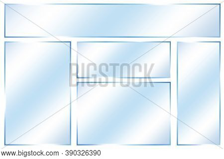 Vector Image Of Blue Plastic Textures. Acrylic Panels. Glossy Rectangular Plastic. Stock Illustratio