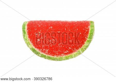 Colored Slice Of Marmalade In Sugar Isolated On White Background
