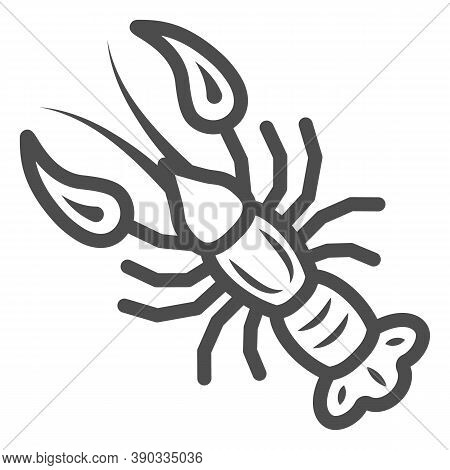 Boiled Crayfish For Beer Festival Line Icon, Oktoberfest Concept, Well-done Crayfish Sign On White B