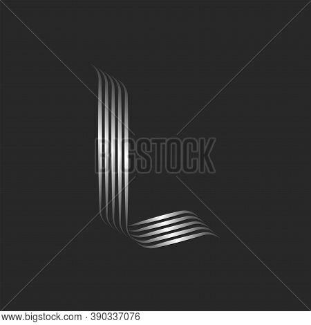 Letter L Logo Monogram Initial Inspiration, Minimal Style With Smooth Curls, Overlapping Silver Grad