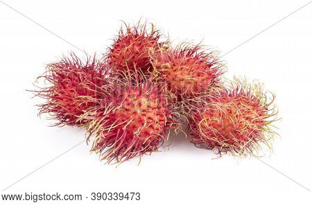 Rambutan Sweet Delicious Fruit Isolated On White Background.