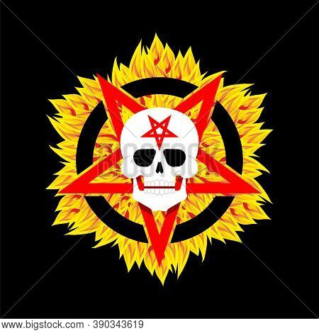 Satan Pentagram Isolated. Devil Symbol. Vector Illustration
