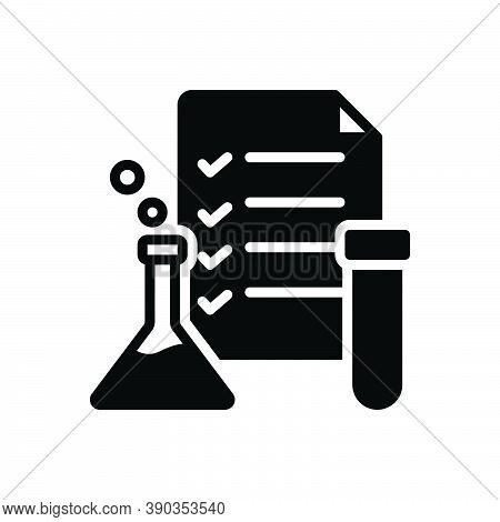 Black Solid Icon For Testing Note-book Report Laboratory Patholology Pharmaceutical Dropper Tube Bea