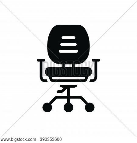 Black Solid Icon For Chair Office Pedestal Business Armrests Comfortable Furniture