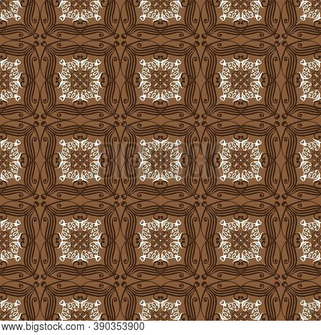 Vintage Motifs Design On Jepara Batik With Dark Brown Color Concept.