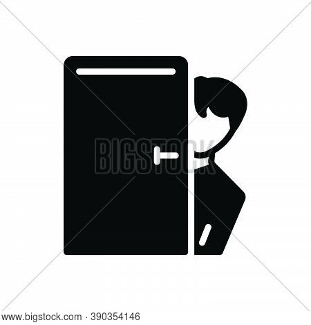Black Solid Icon For Behind Peep Glimpse Glance Scintilla At-the-back-of Look Watch