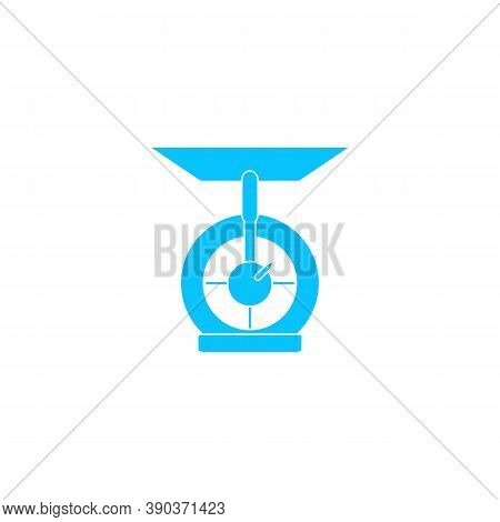 Kitchen Scales Icon Flat. Blue Pictogram On White Background. Vector Illustration Symbol