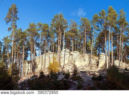 Mastale Rockies Or Toulovcovy Mastale Rock City Near Prosec Town, Sandstone Rockies In Czech Republi