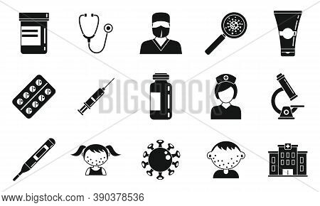 Body Chicken Pox Icons Set. Simple Set Of Body Chicken Pox Vector Icons For Web Design On White Back